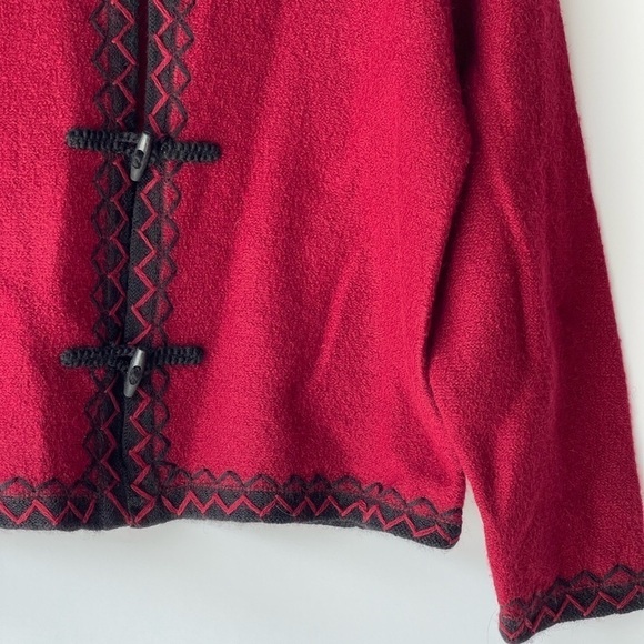 NEW! ($60) Sarah Spencer Wool Blazer Jacket Coat Red Cardigan Sweater Top, Sz L - Picture 7 of 12